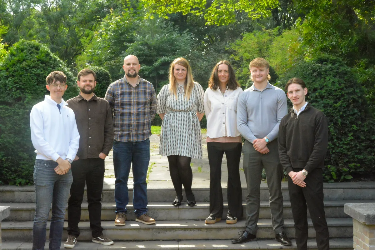 The Newton & Co team on the steps outside the Jarrow office